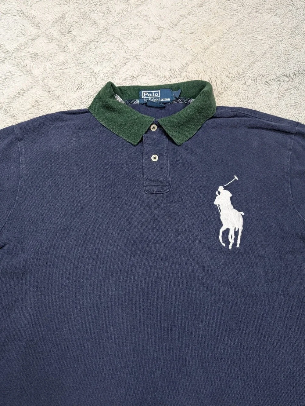 Polo Ralph Lauren Shirt Mens XL Blue Green Polo Big Pony Varsity Custom Y2K